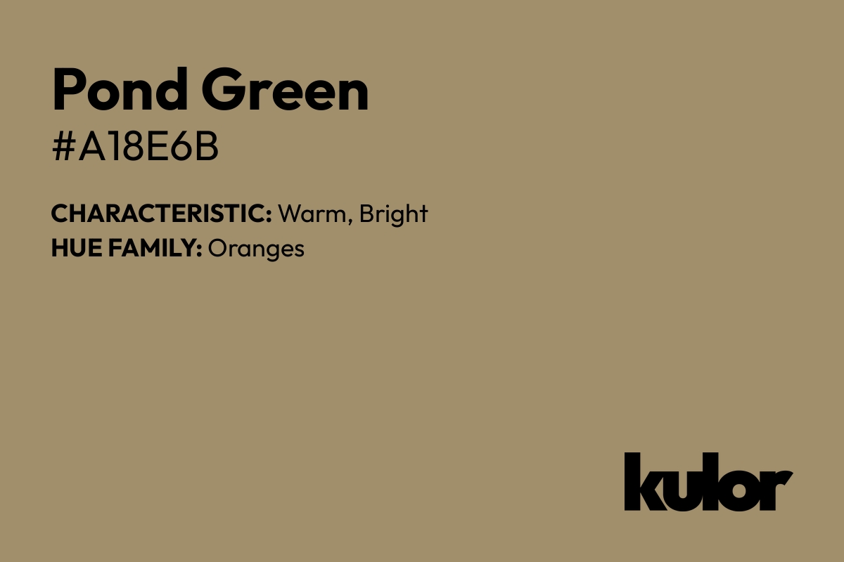 Pond Green is a color with a HTML hex code of #a18e6b.