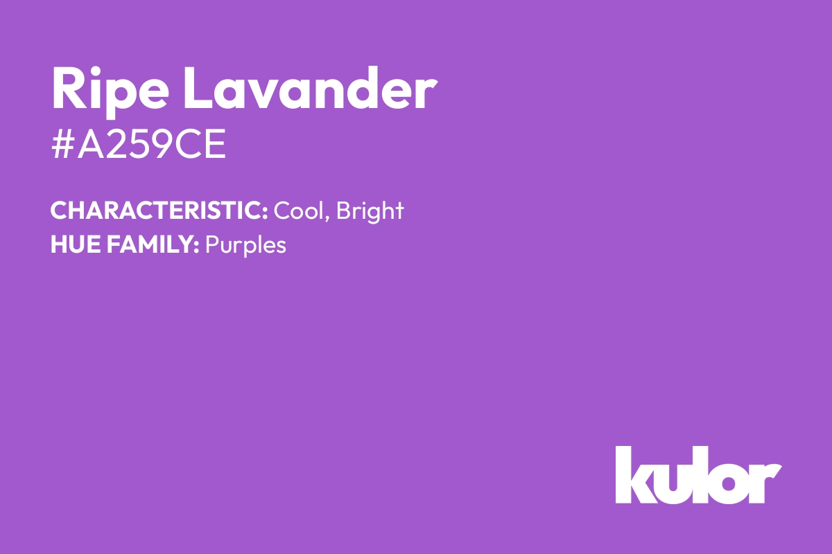 Ripe Lavander is a color with a HTML hex code of #a259ce.