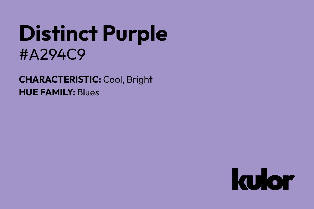 Distinct Purple is a color with a HTML hex code of #a294c9.