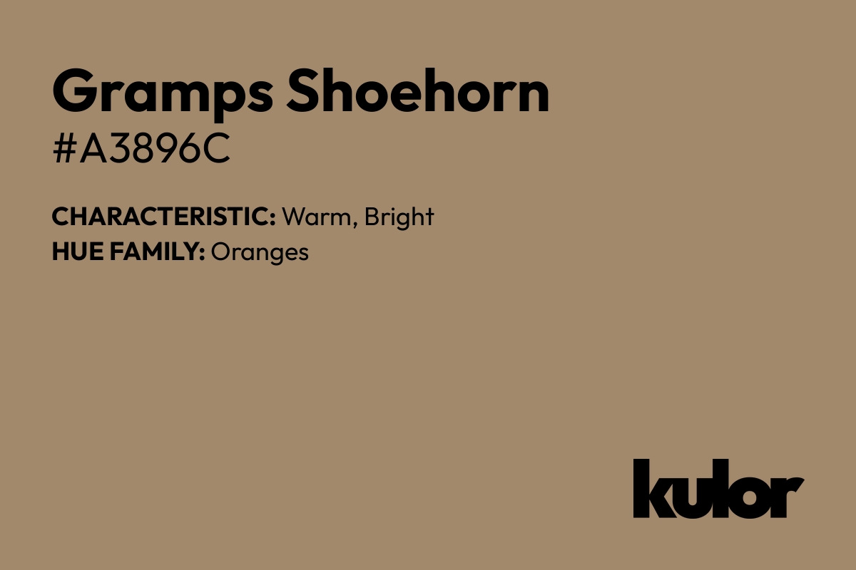 Gramps Shoehorn is a color with a HTML hex code of #a3896c.