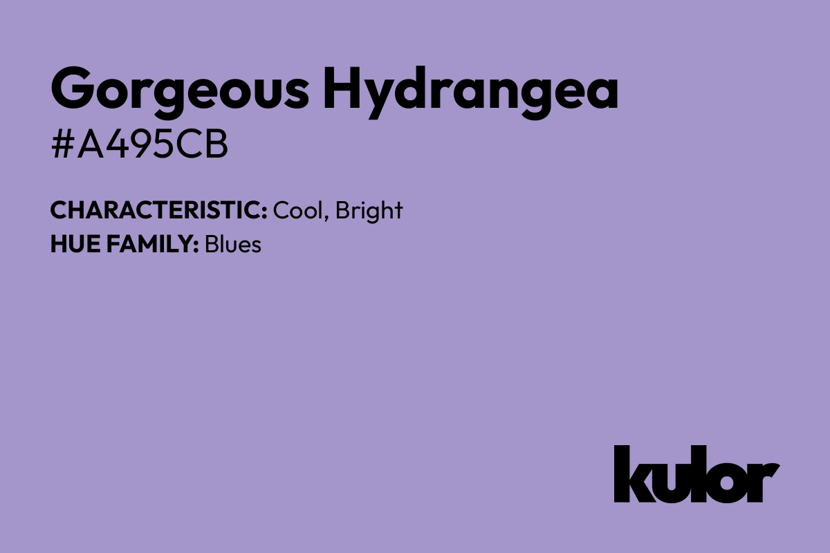 Gorgeous Hydrangea is a color with a HTML hex code of #a495cb.