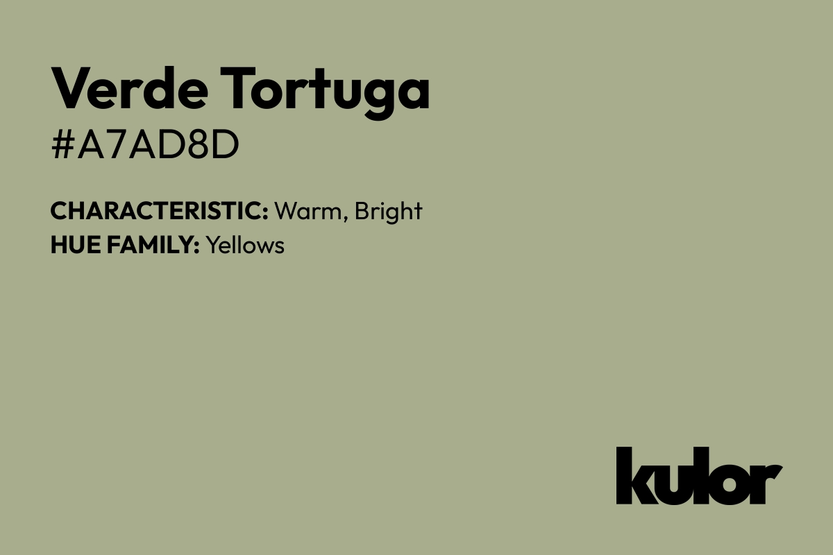 Verde Tortuga is a color with a HTML hex code of #a7ad8d.