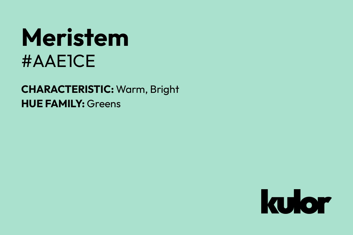 Meristem is a color with a HTML hex code of #aae1ce.