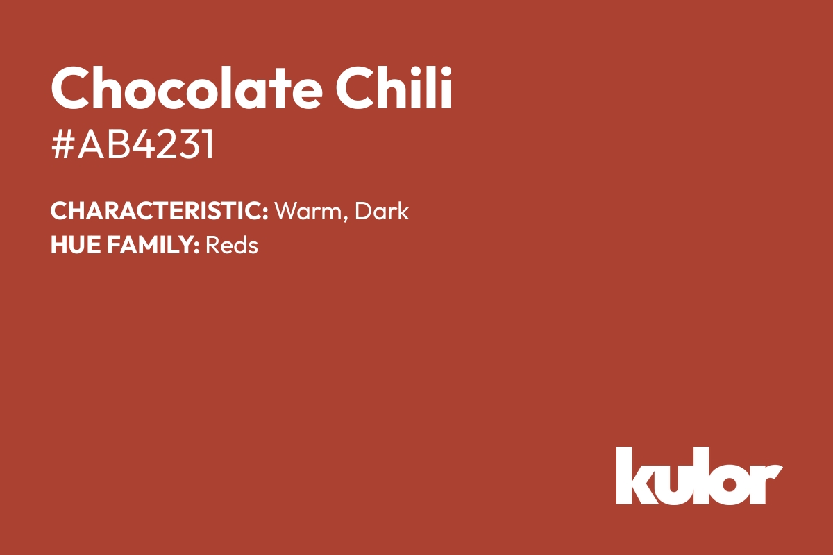 Chocolate Chili is a color with a HTML hex code of #ab4231.