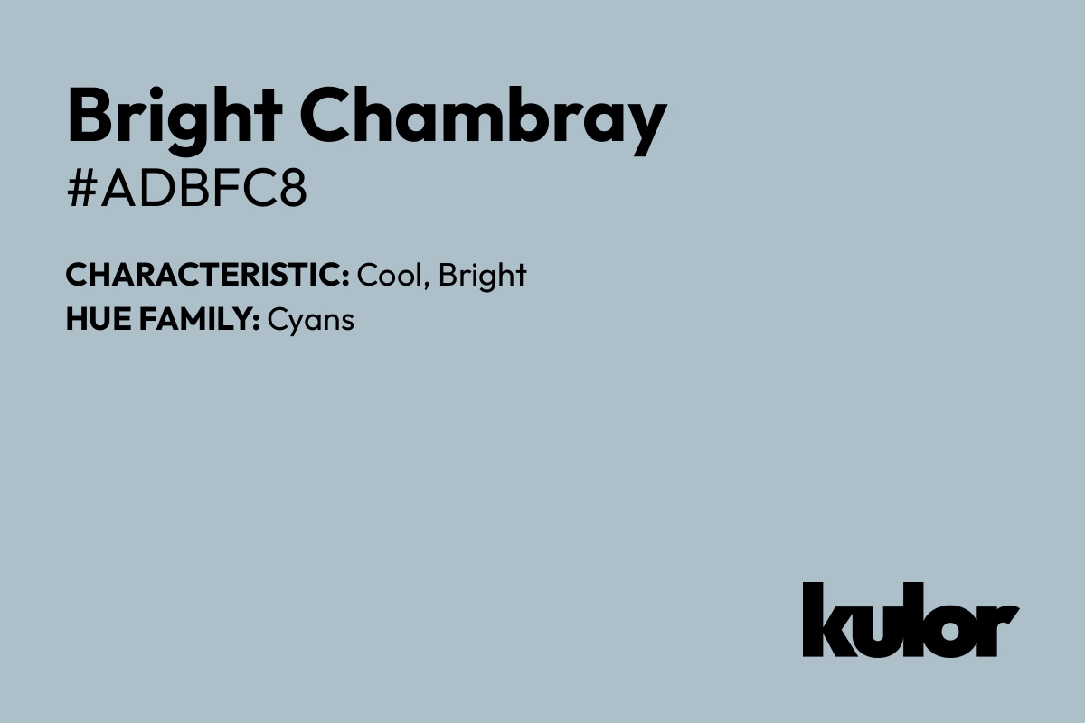 Bright Chambray is a color with a HTML hex code of #adbfc8.