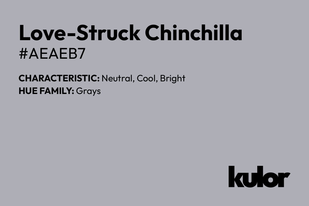 Love-Struck Chinchilla is a color with a HTML hex code of #aeaeb7.