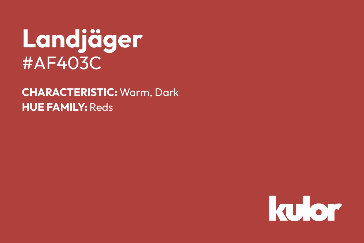 Landjäger is a color with a HTML hex code of #af403c.