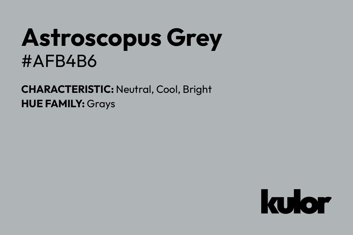 Astroscopus Grey is a color with a HTML hex code of #afb4b6.