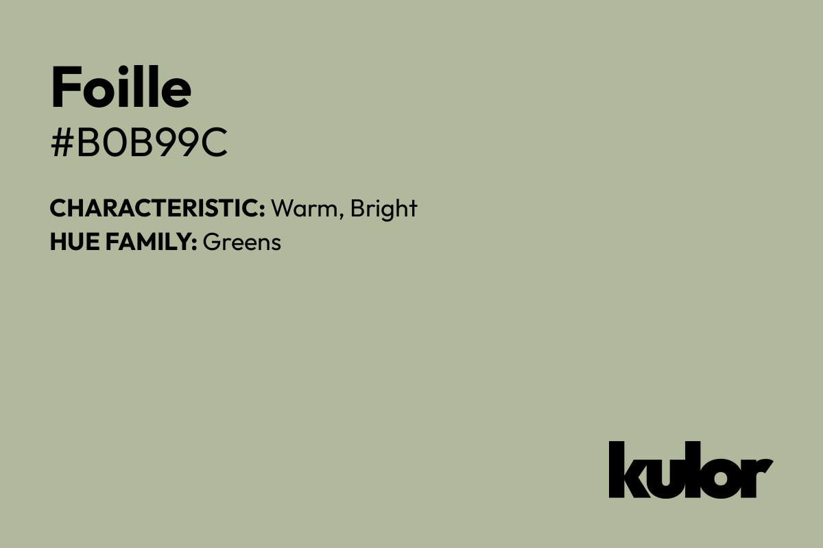 Foille is a color with a HTML hex code of #b0b99c.