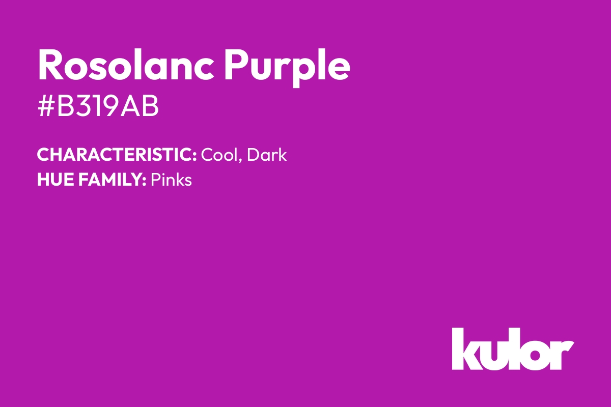 Rosolanc Purple is a color with a HTML hex code of #b319ab.