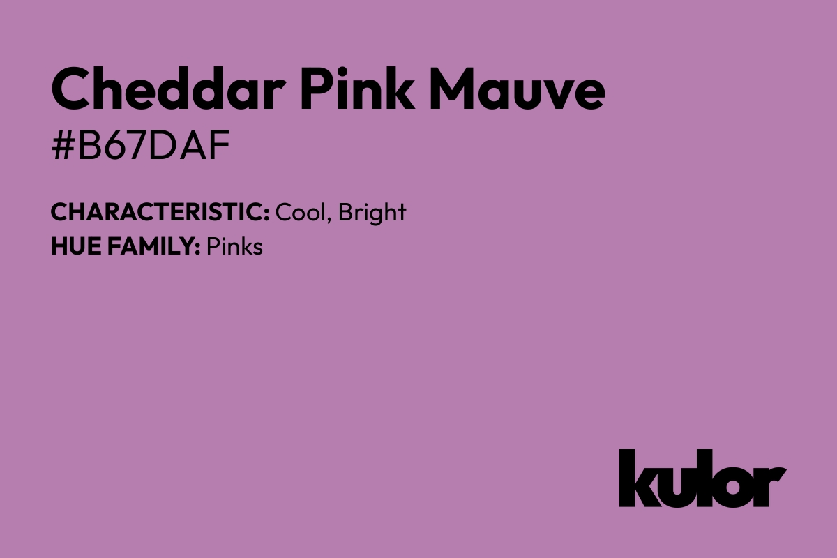 Cheddar Pink Mauve is a color with a HTML hex code of #b67daf.