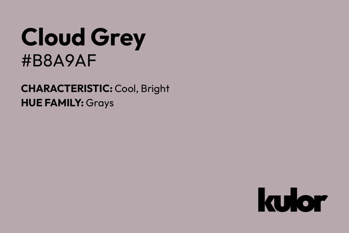 Cloud Grey is a color with a HTML hex code of #b8a9af.