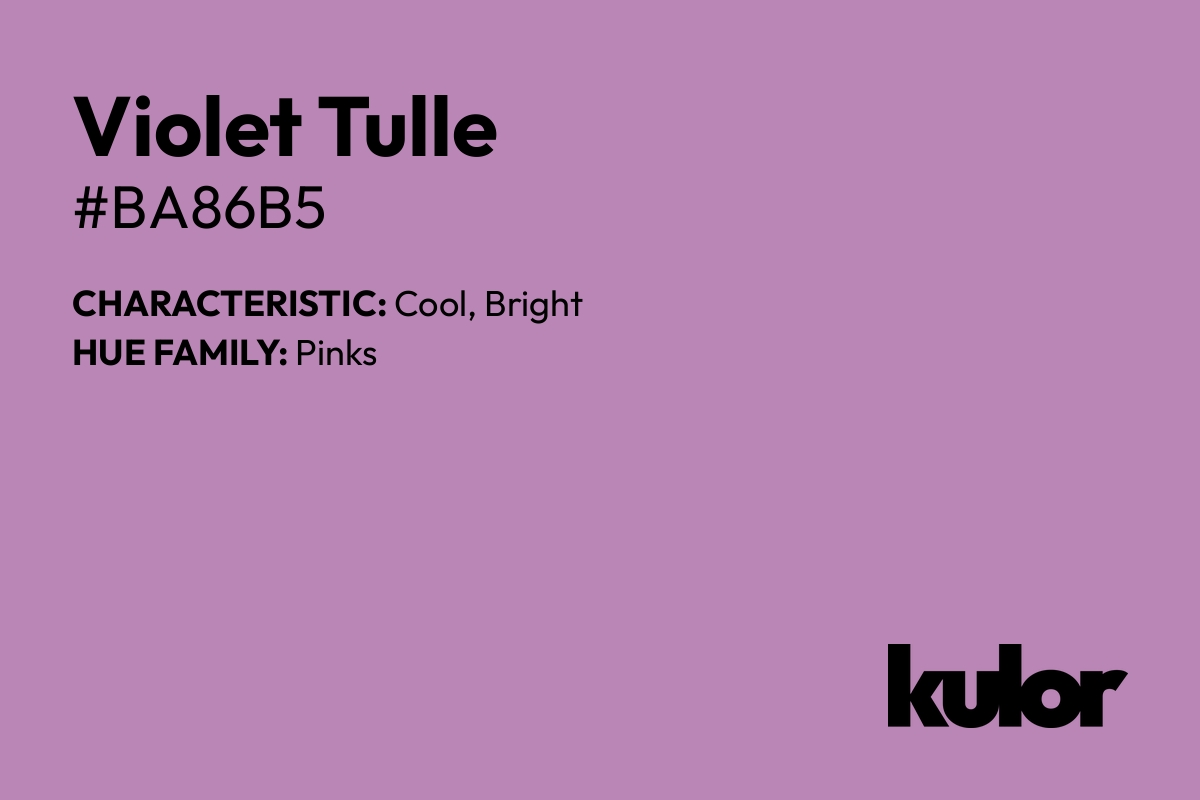 Violet Tulle is a color with a HTML hex code of #ba86b5.