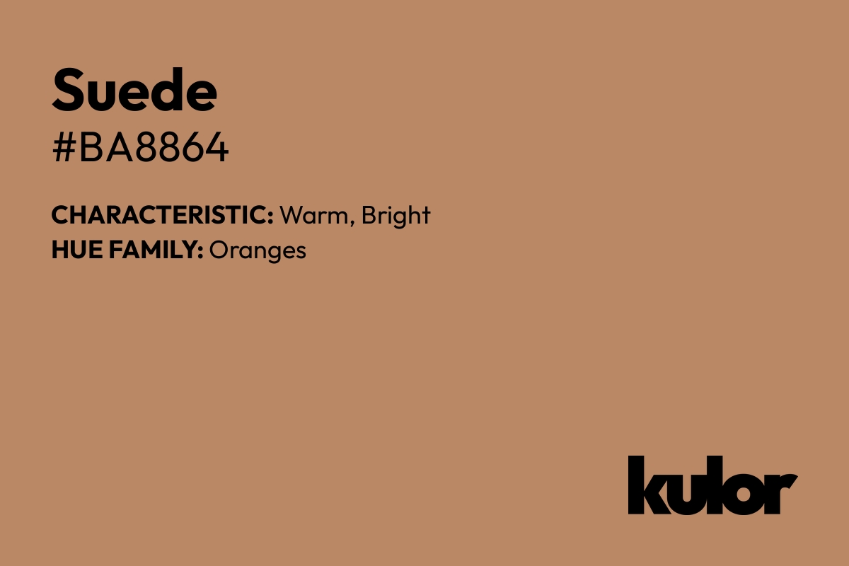 Suede is a color with a HTML hex code of #ba8864.