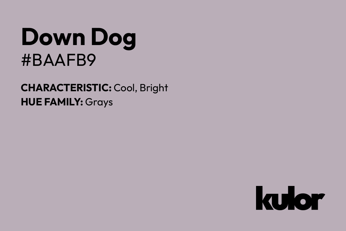 Down Dog is a color with a HTML hex code of #baafb9.