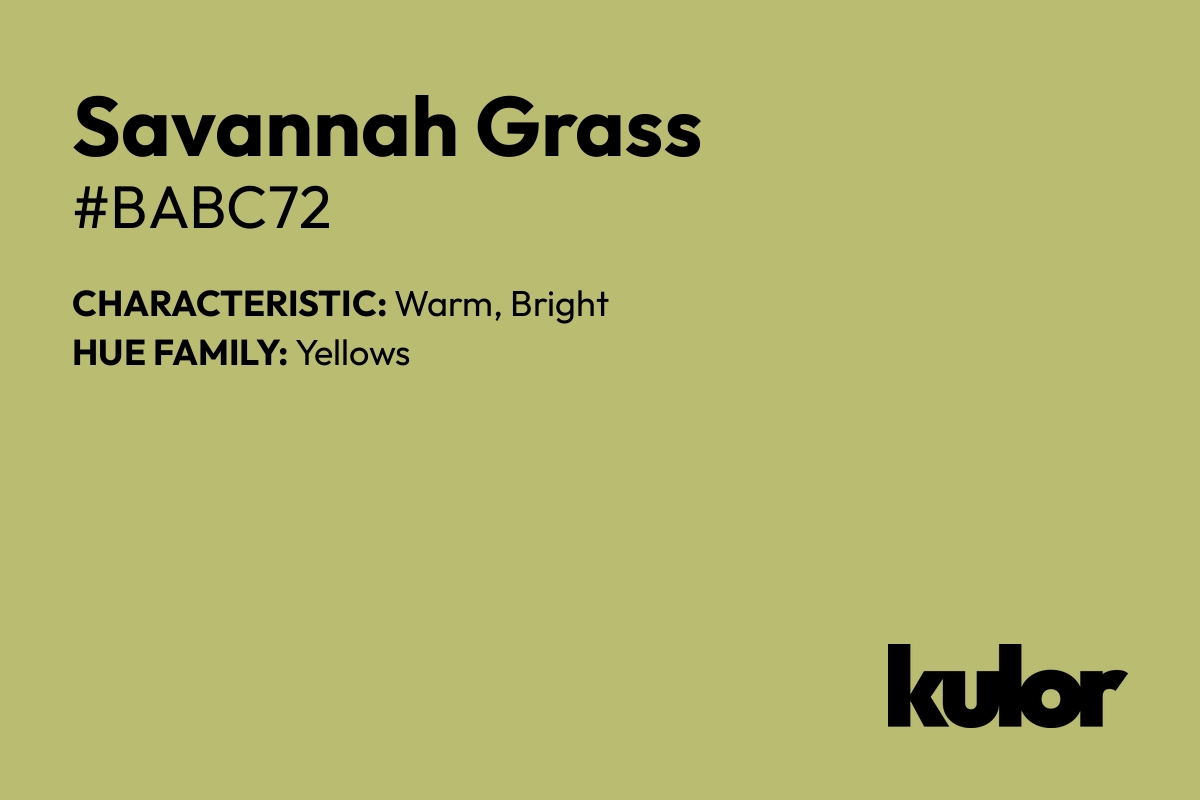 Savannah Grass is a color with a HTML hex code of #babc72.