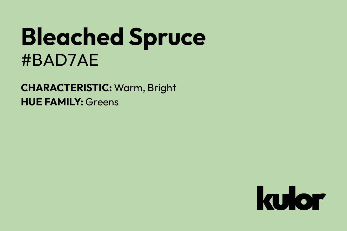 Bleached Spruce is a color with a HTML hex code of #bad7ae.