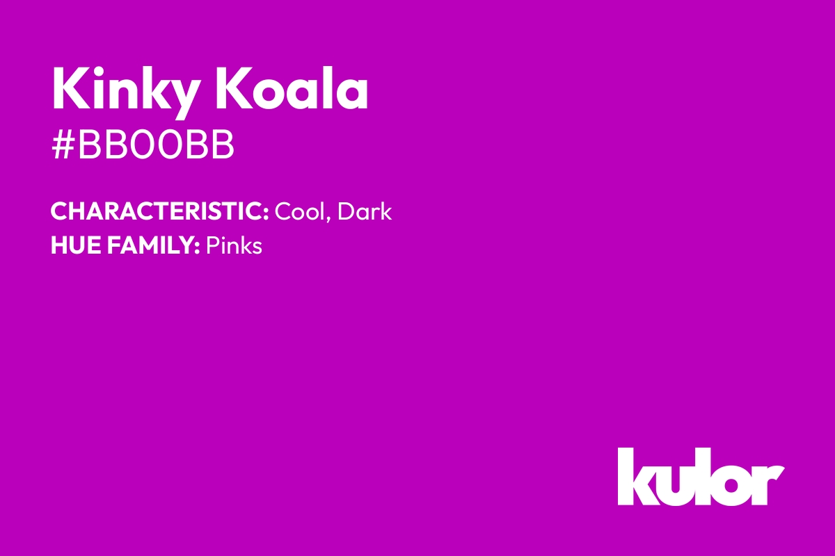 Kinky Koala is a color with a HTML hex code of #bb00bb.