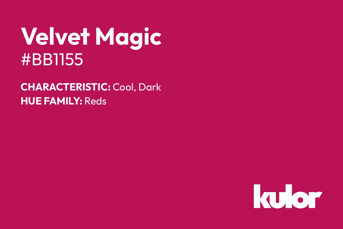 Velvet Magic is a color with a HTML hex code of #bb1155.