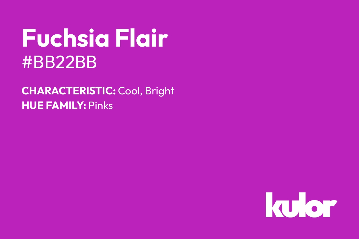 Fuchsia Flair is a color with a HTML hex code of #bb22bb.