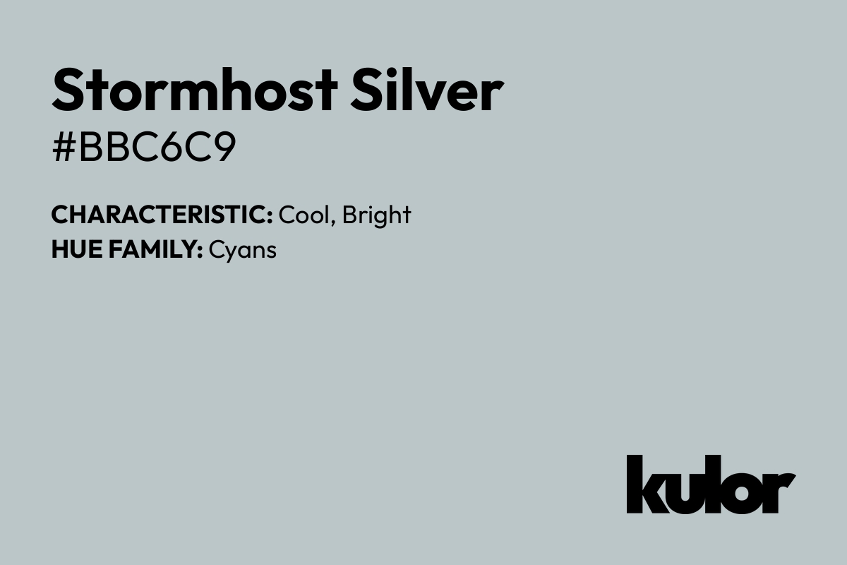 Stormhost Silver is a color with a HTML hex code of #bbc6c9.