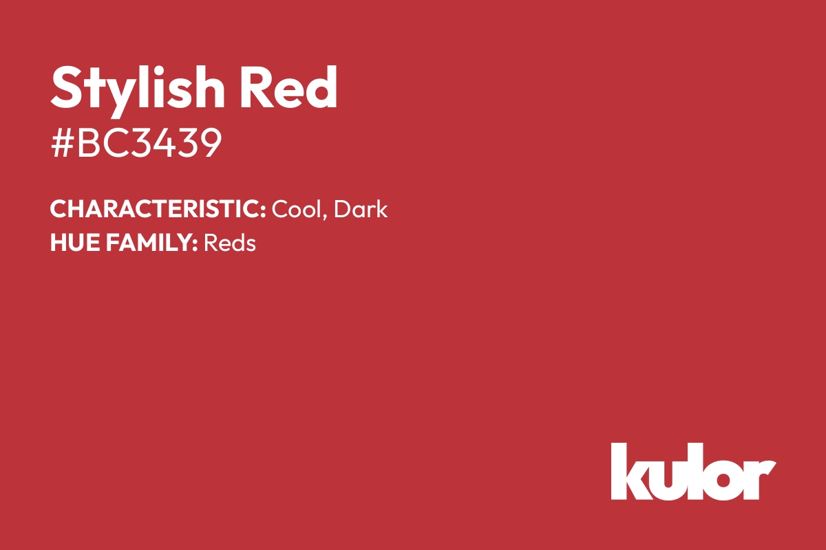 Stylish Red is a color with a HTML hex code of #bc3439.