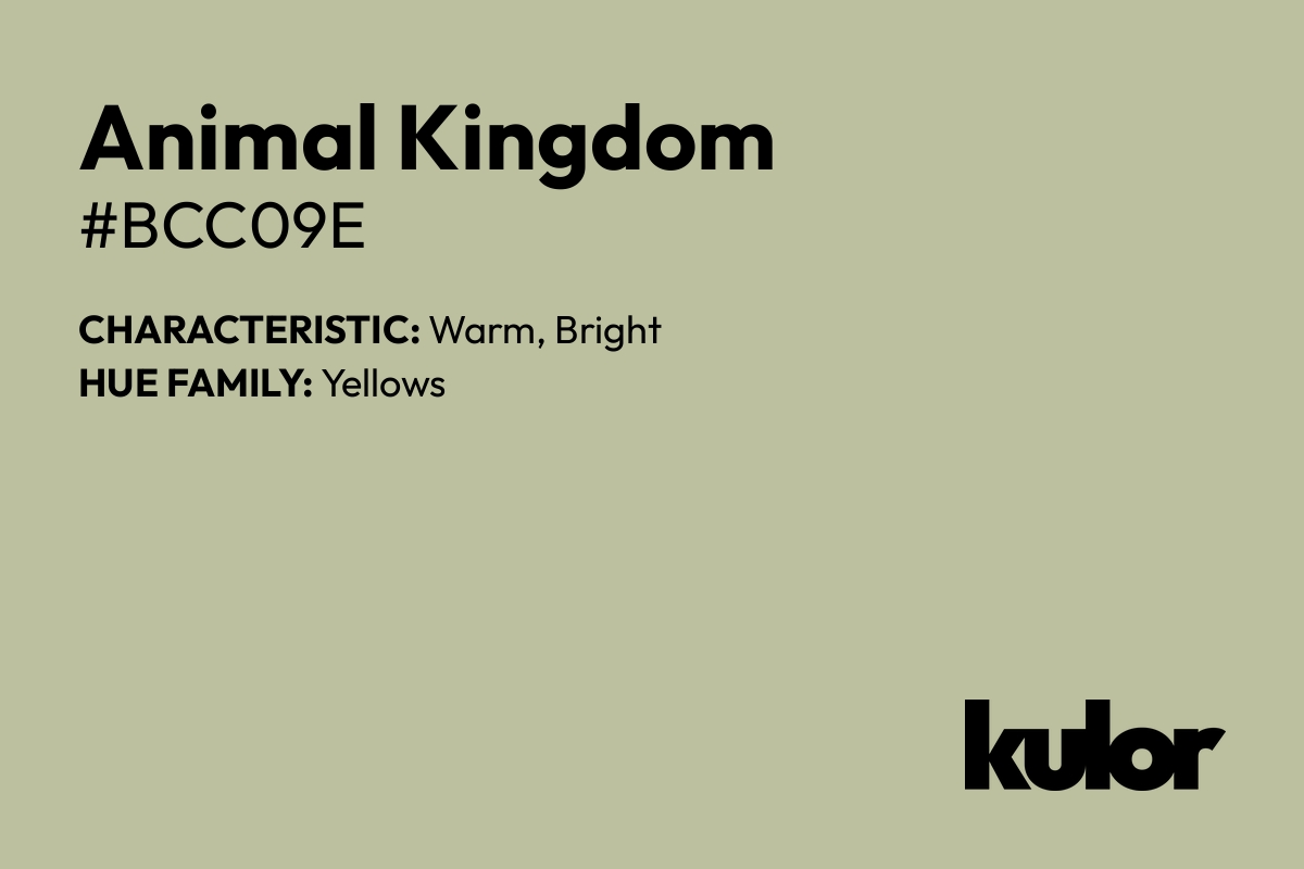 Animal Kingdom is a color with a HTML hex code of #bcc09e.