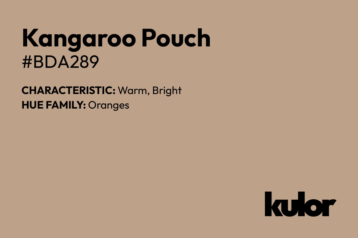 Kangaroo Pouch is a color with a HTML hex code of #bda289.