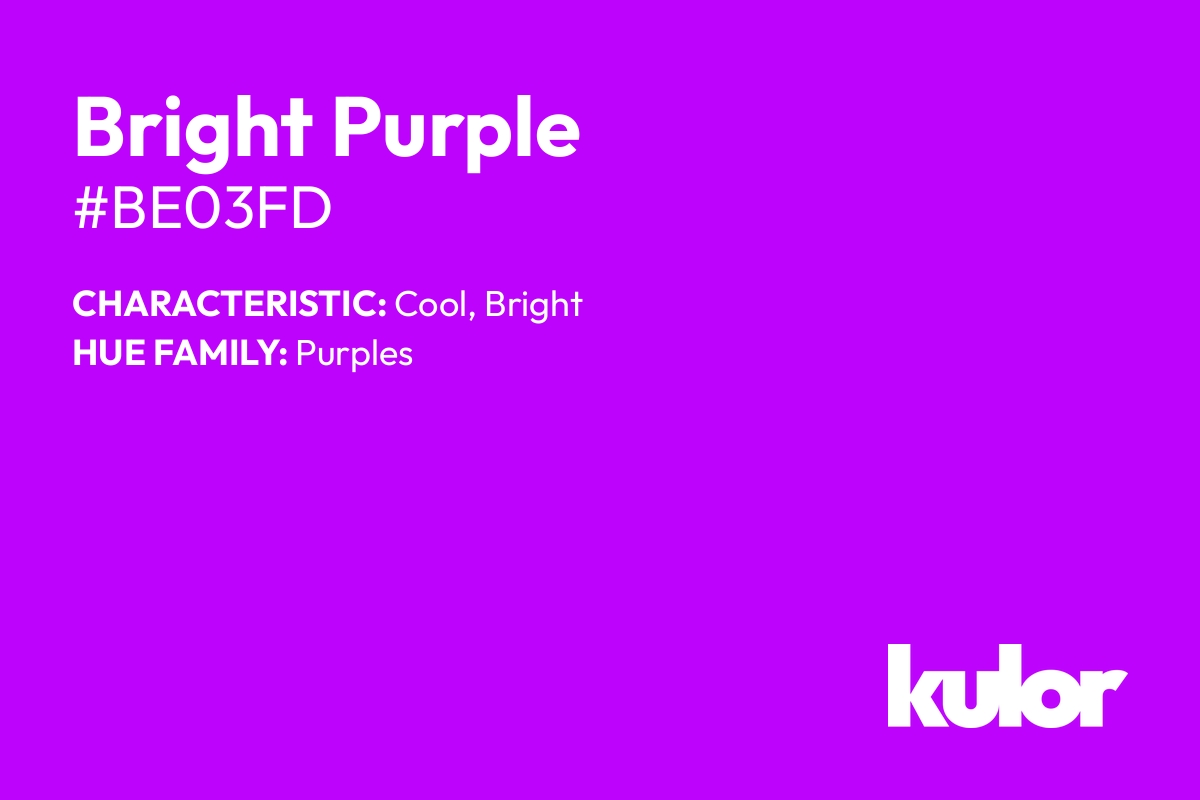 Bright Purple is a color with a HTML hex code of #be03fd.