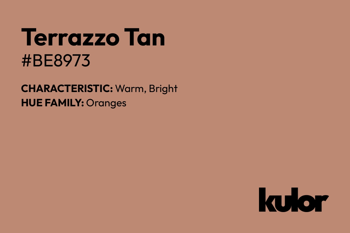 Terrazzo Tan is a color with a HTML hex code of #be8973.