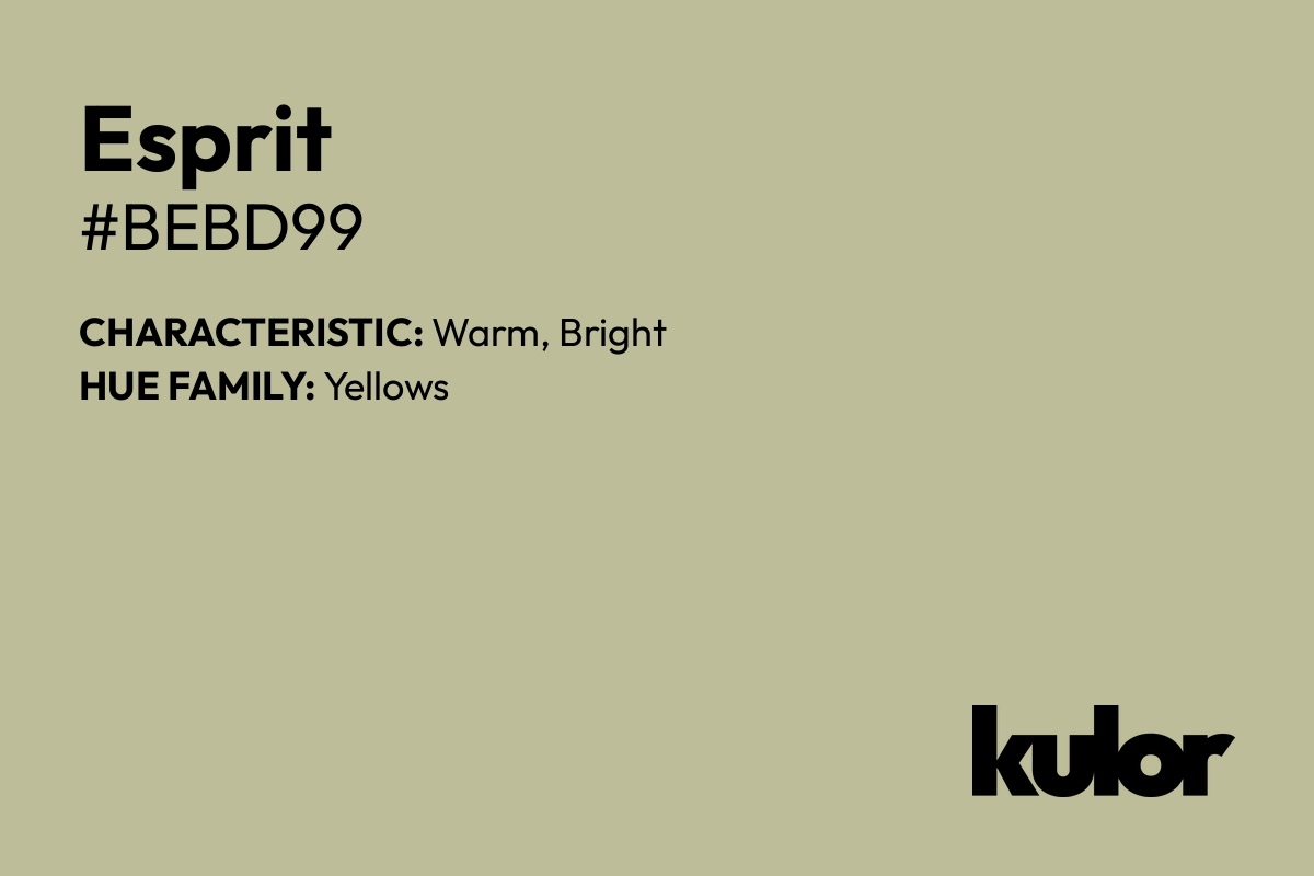 Esprit is a color with a HTML hex code of #bebd99.