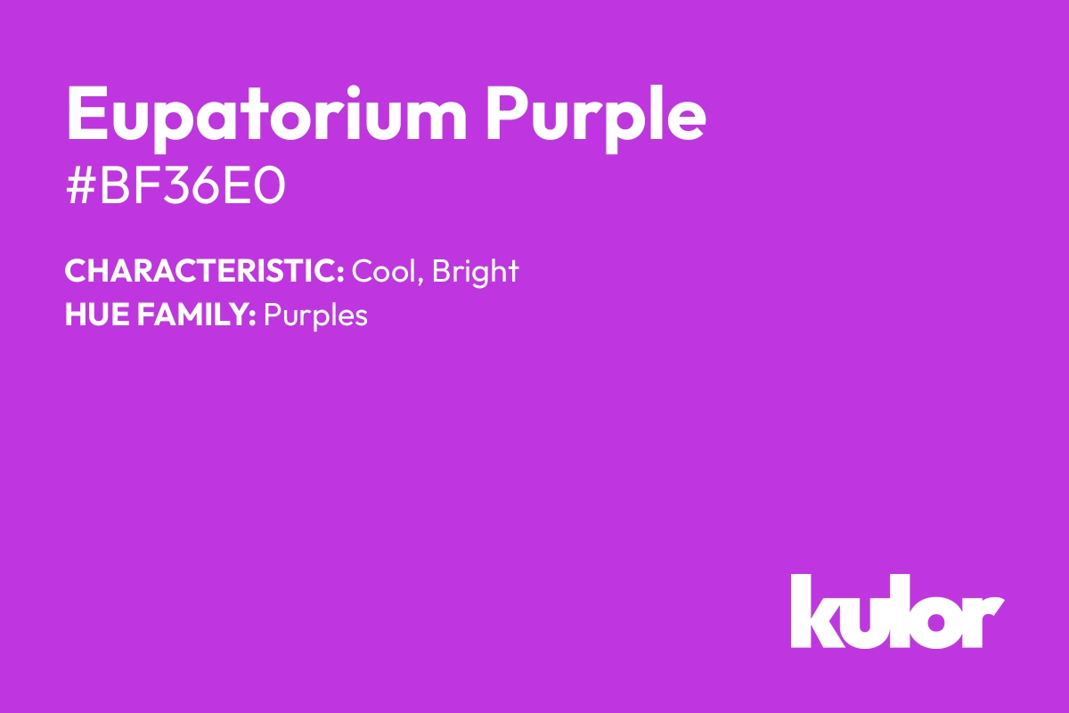 Eupatorium Purple is a color with a HTML hex code of #bf36e0.