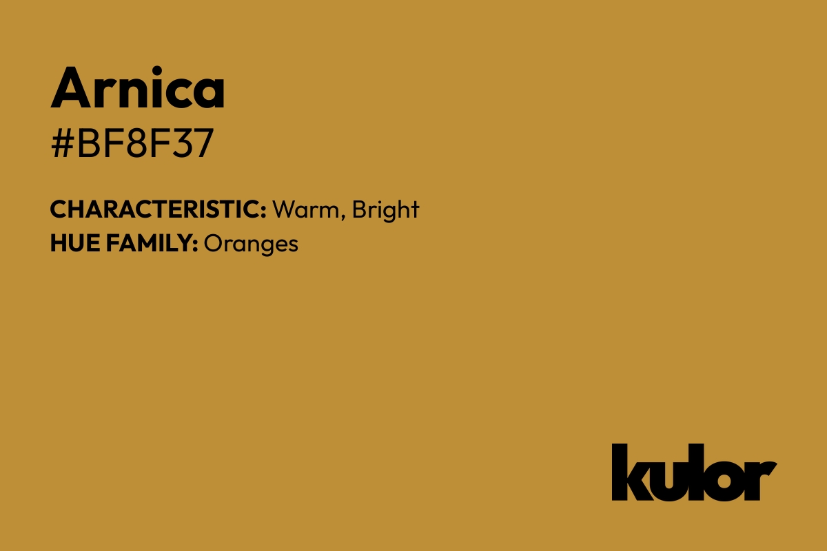 Arnica is a color with a HTML hex code of #bf8f37.