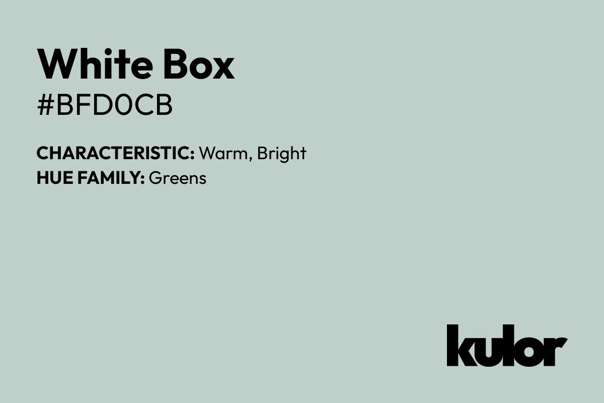 White Box is a color with a HTML hex code of #bfd0cb.