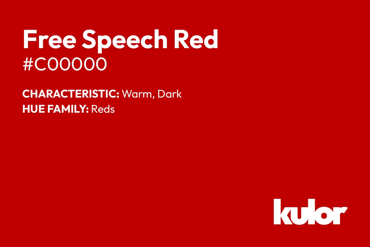 Free Speech Red is a color with a HTML hex code of #c00000.