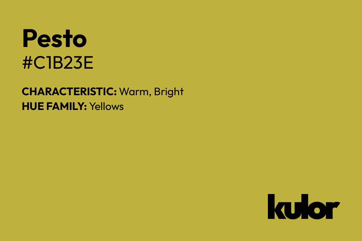 Pesto is a color with a HTML hex code of #c1b23e.