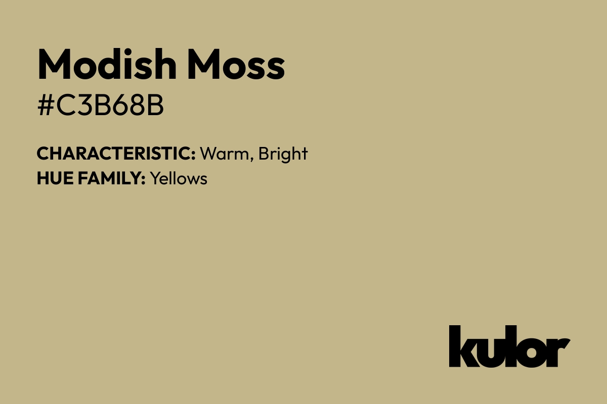 Modish Moss is a color with a HTML hex code of #c3b68b.