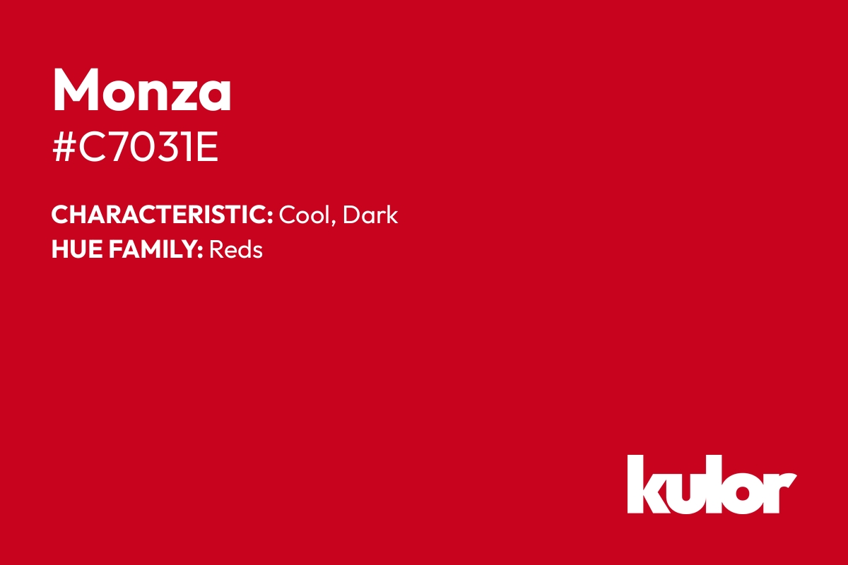 Monza is a color with a HTML hex code of #c7031e.