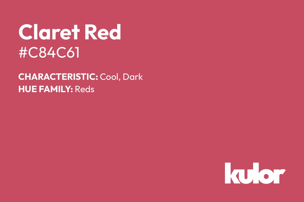 Claret Red is a color with a HTML hex code of #c84c61.