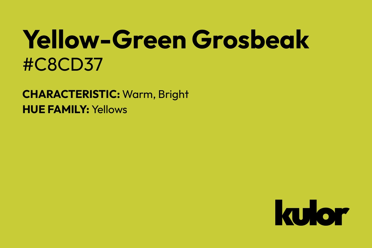 Yellow-Green Grosbeak is a color with a HTML hex code of #c8cd37.