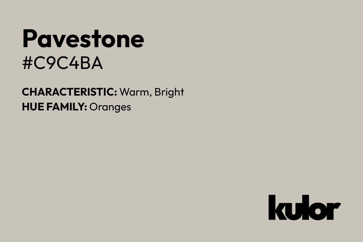 Pavestone is a color with a HTML hex code of #c9c4ba.