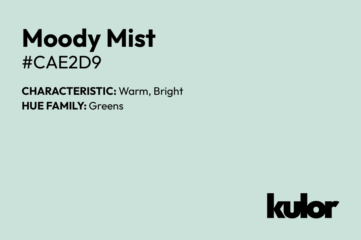 Moody Mist is a color with a HTML hex code of #cae2d9.