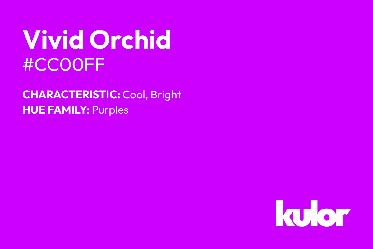 Vivid Orchid is a color with a HTML hex code of #cc00ff.