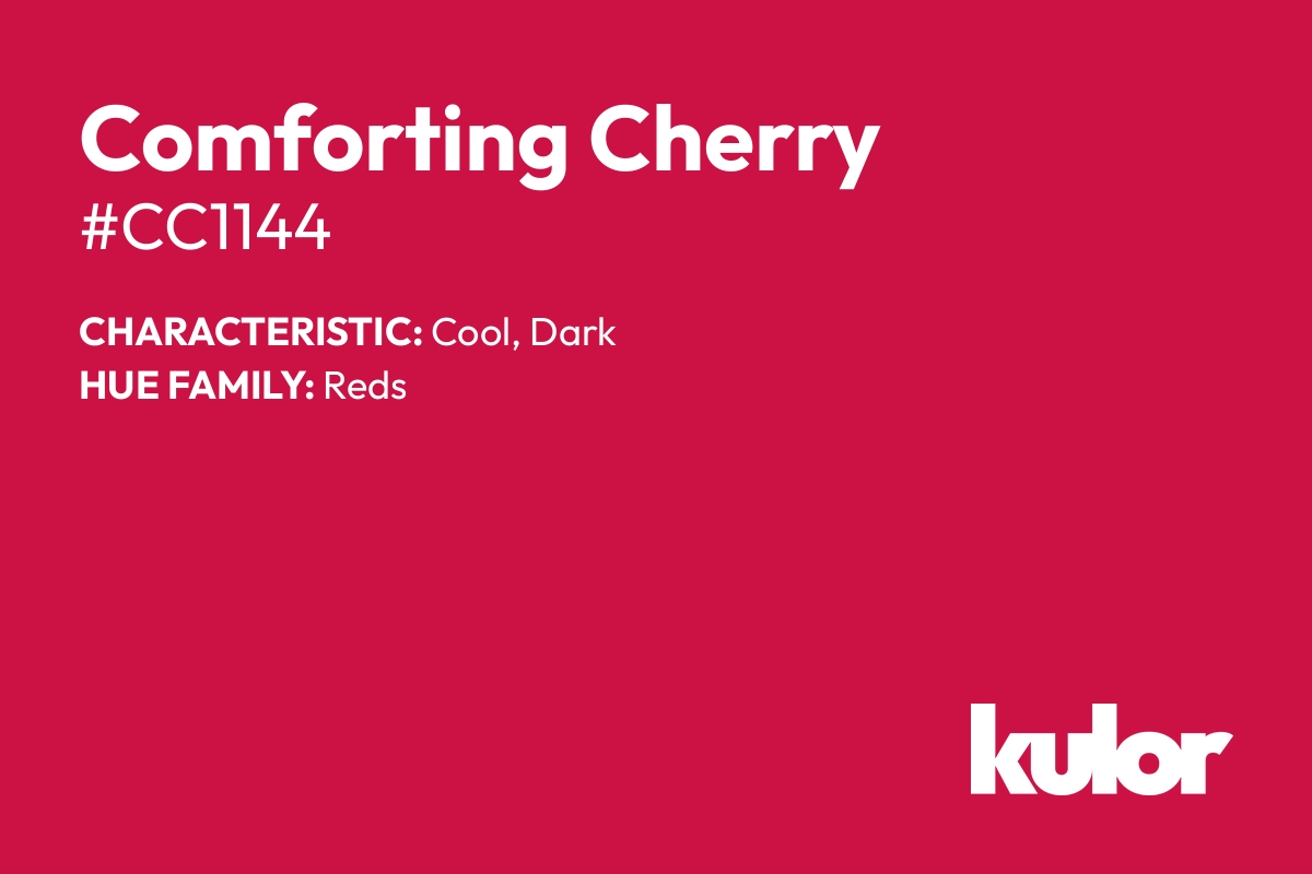 Comforting Cherry is a color with a HTML hex code of #cc1144.