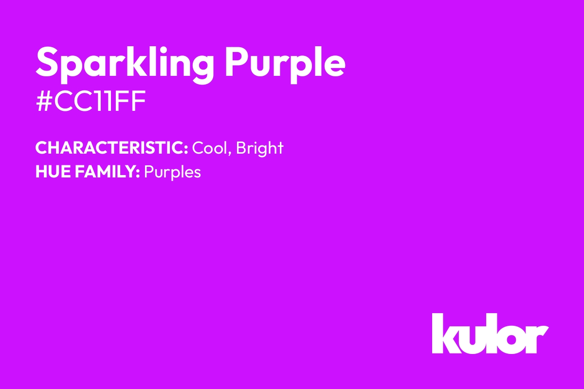 Sparkling Purple is a color with a HTML hex code of #cc11ff.