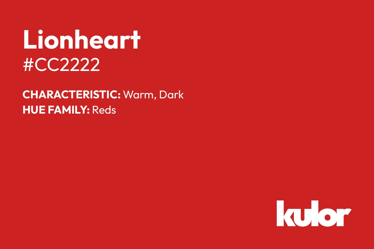 Lionheart is a color with a HTML hex code of #cc2222.