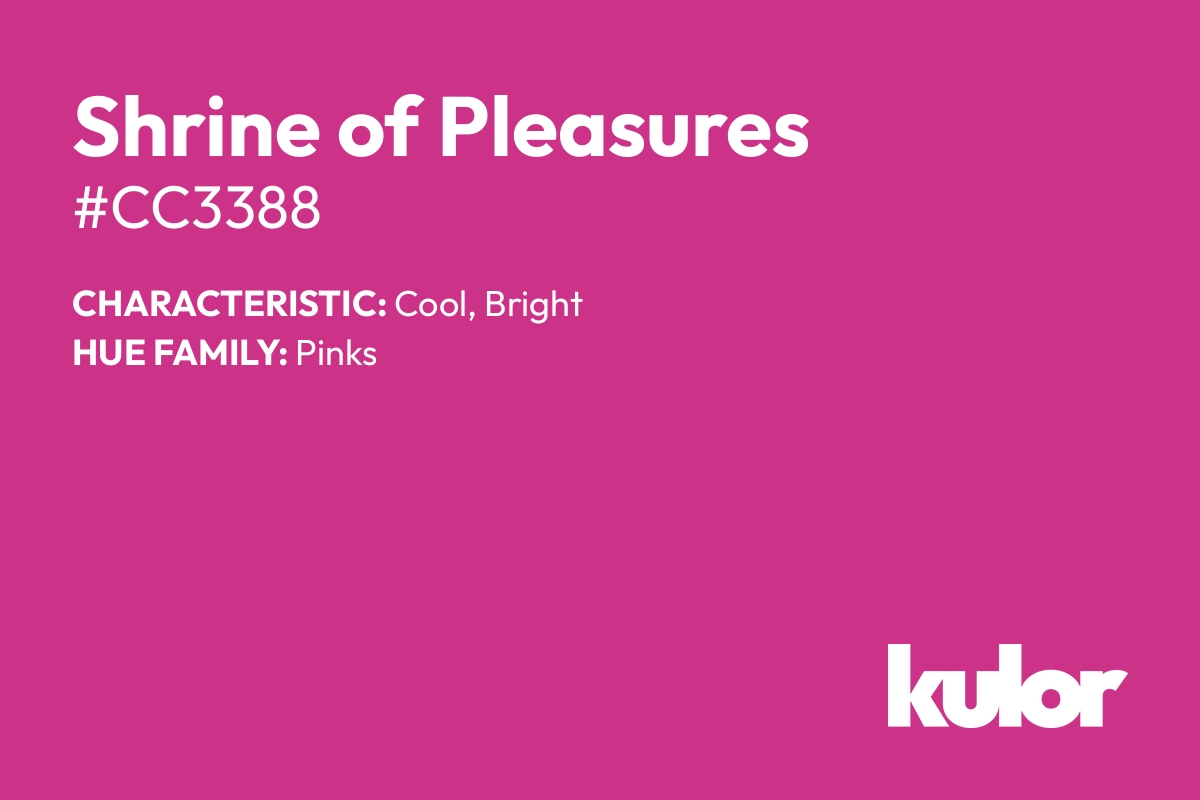 Shrine of Pleasures is a color with a HTML hex code of #cc3388.