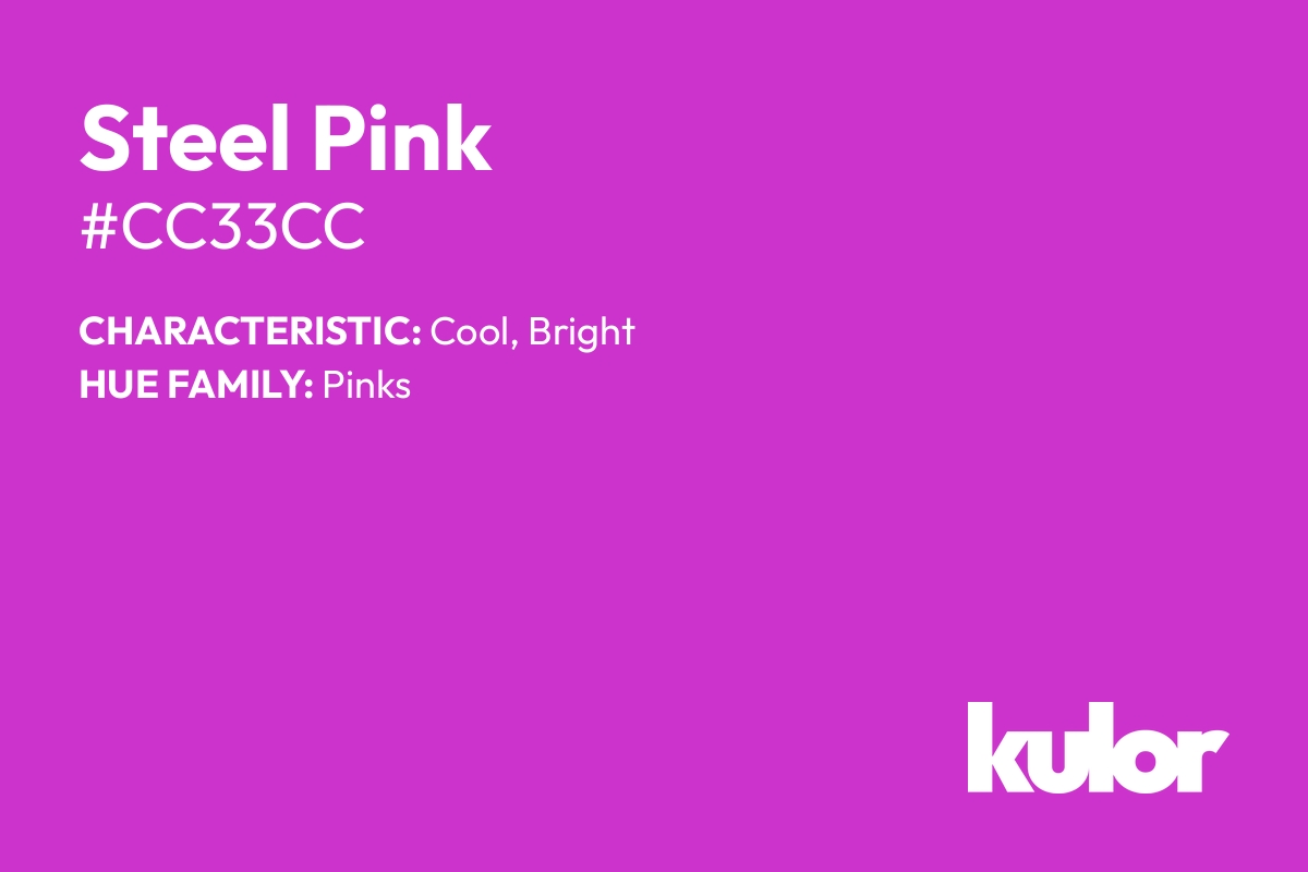 Steel Pink is a color with a HTML hex code of #cc33cc.