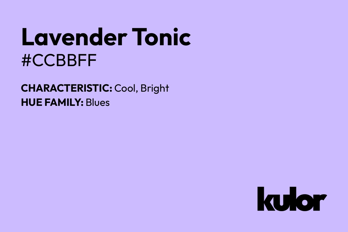 Lavender Tonic is a color with a HTML hex code of #ccbbff.