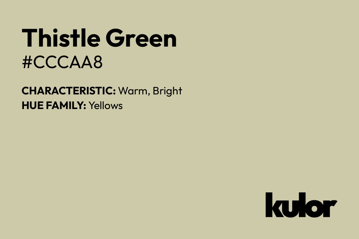 Thistle Green is a color with a HTML hex code of #cccaa8.